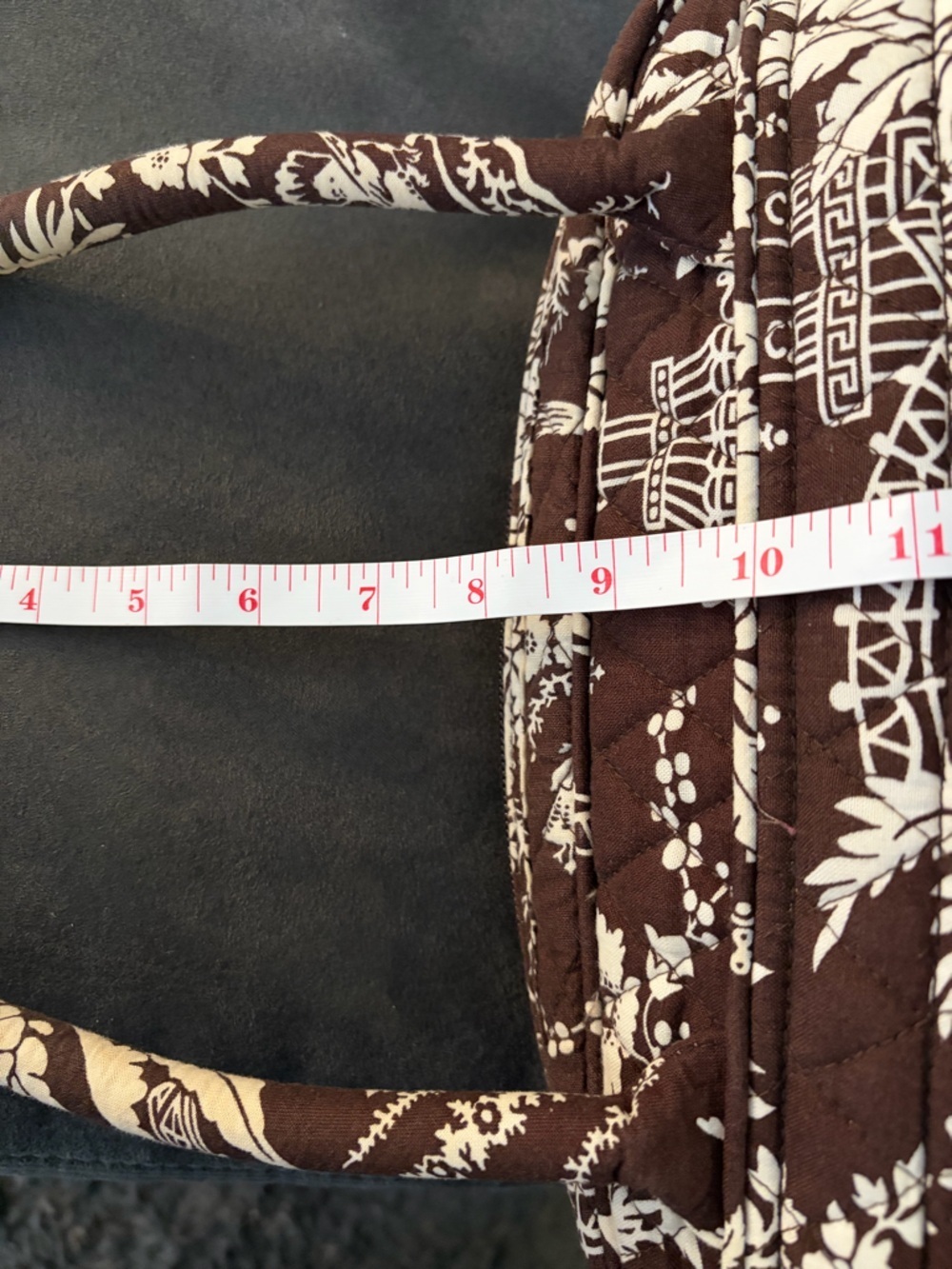 Vera Bradley Quilted Small Duffel Weekender Brown Floral Zip Top - Picture 10 of 10